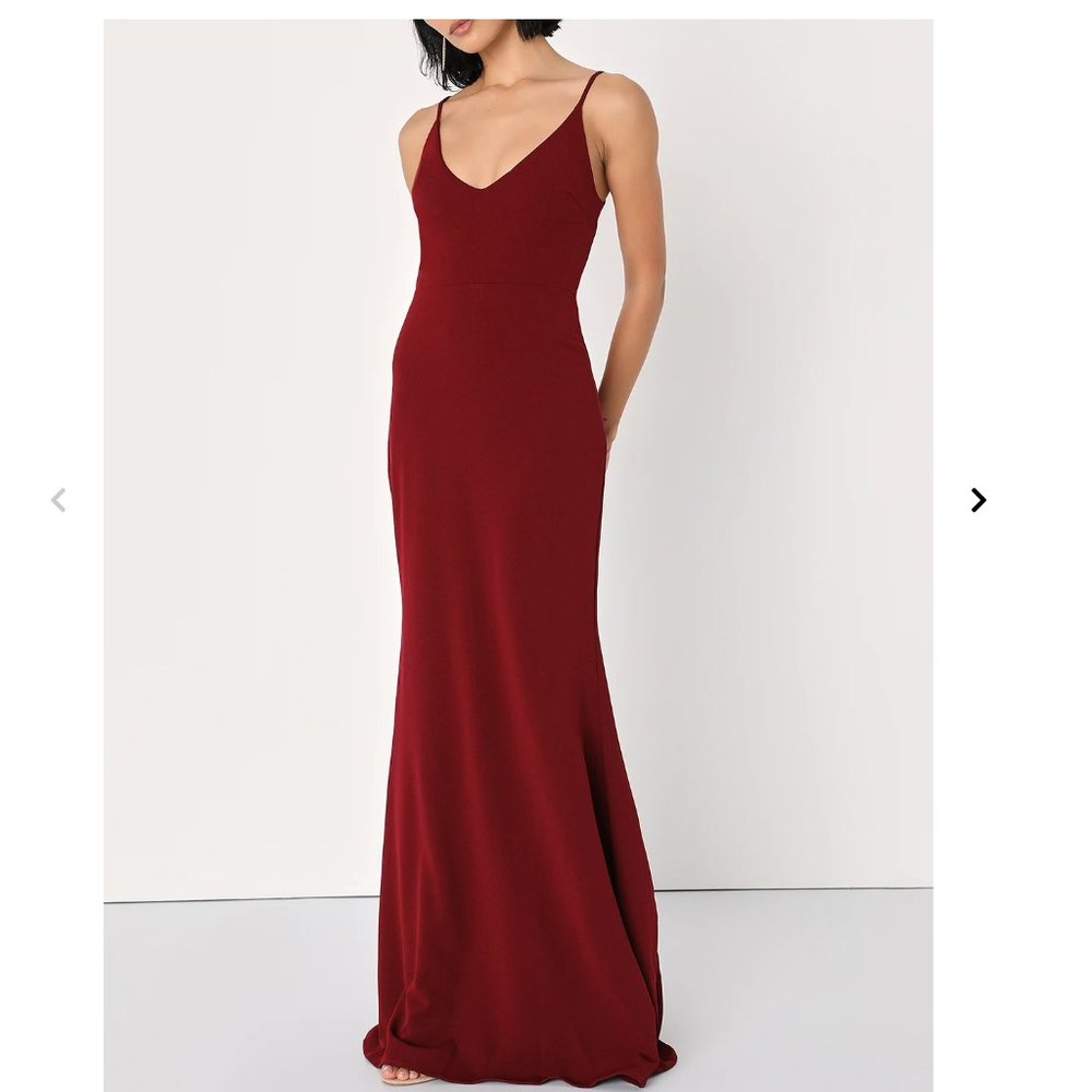 Lulus Infinite Glory Wine Red Maxi Dress, Size L